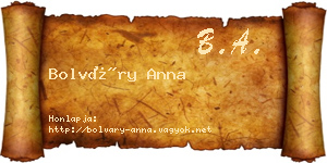Bolváry Anna névjegykártya