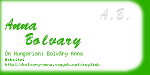 anna bolvary business card
